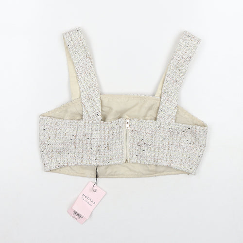 Miss Selfridge Womens Beige Polyester Cropped Tank Size 8 Sweetheart