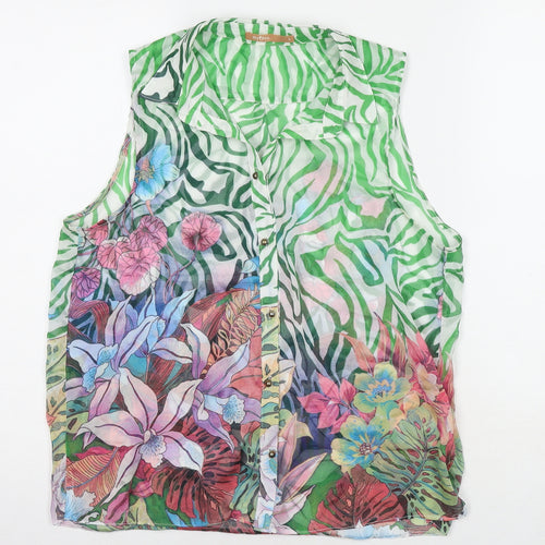 My Muse Womens Multicoloured Floral Polyester Basic Button-Up Size S Collared