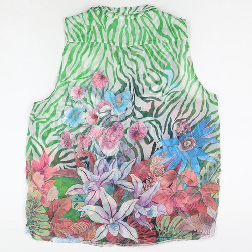 My Muse Womens Multicoloured Floral Polyester Basic Button-Up Size S Collared