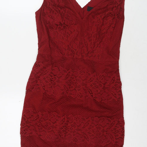 NEXT Womens Black Nylon A-Line Size 8 V-Neck Zip