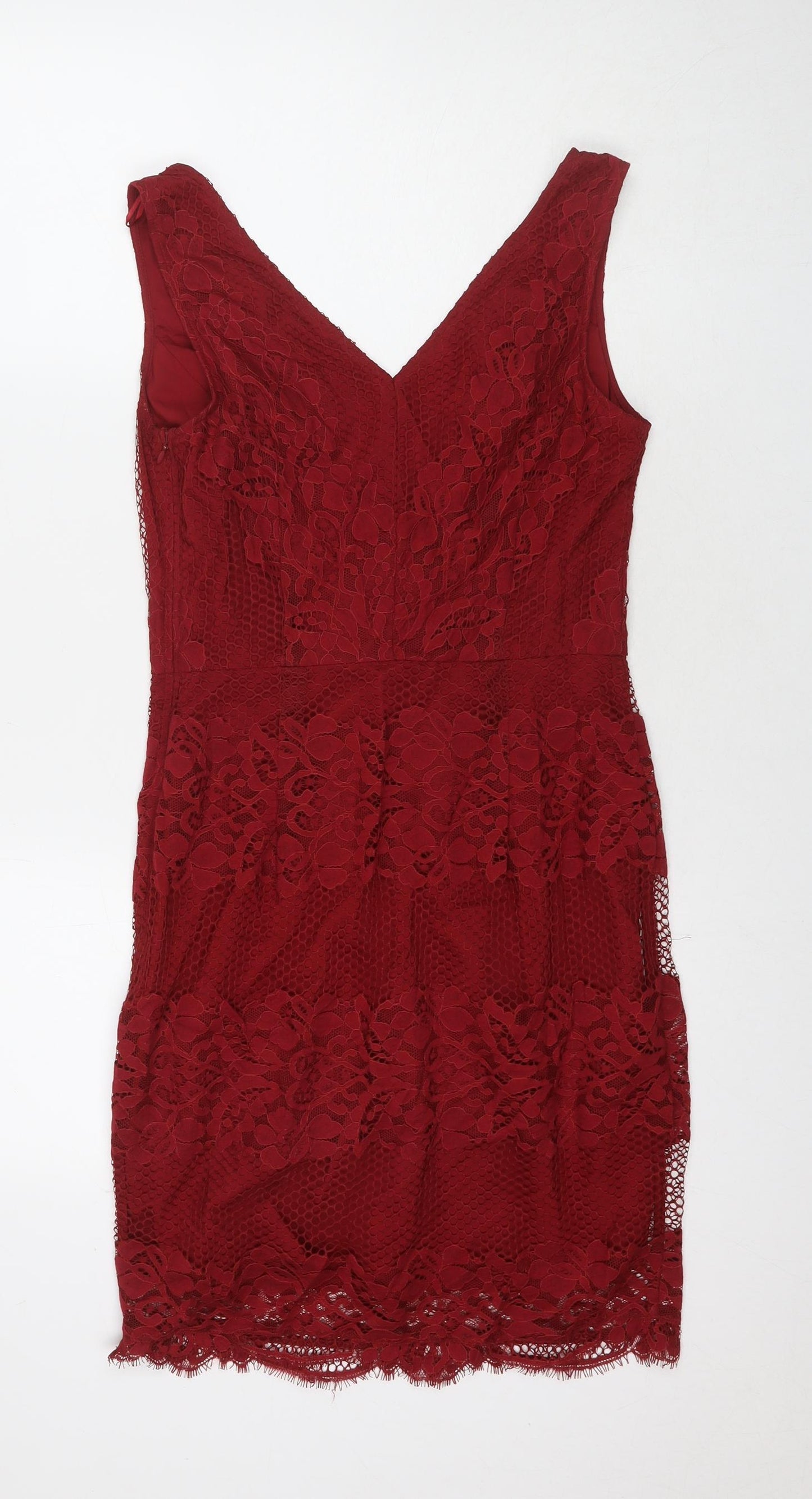 NEXT Womens Black Nylon A-Line Size 8 V-Neck Zip