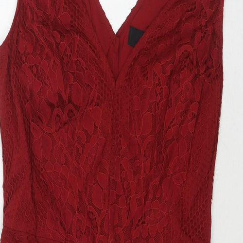 NEXT Womens Black Nylon A-Line Size 8 V-Neck Zip