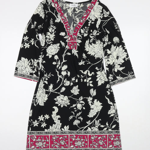Wallis Womens Multicoloured Floral Polyester A-Line Size 10 V-Neck Pullover