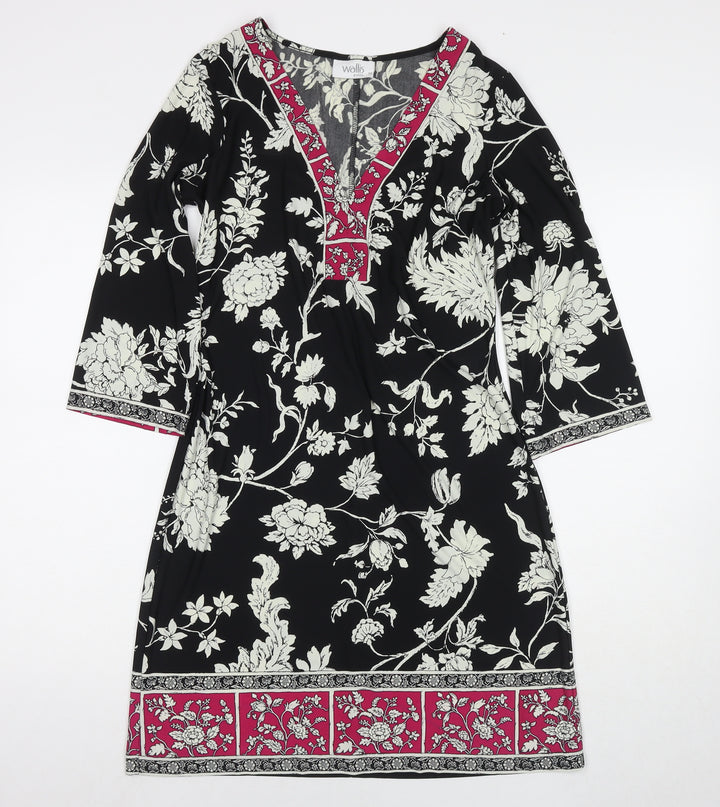 Wallis Womens Multicoloured Floral Polyester A-Line Size 10 V-Neck Pullover