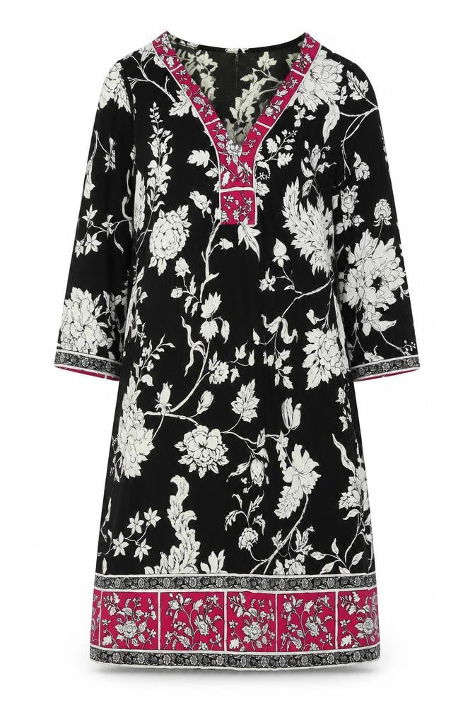 Front view of Wallis women’s multicoloured floral polyester a-line, size UK 10, v-neck pullover