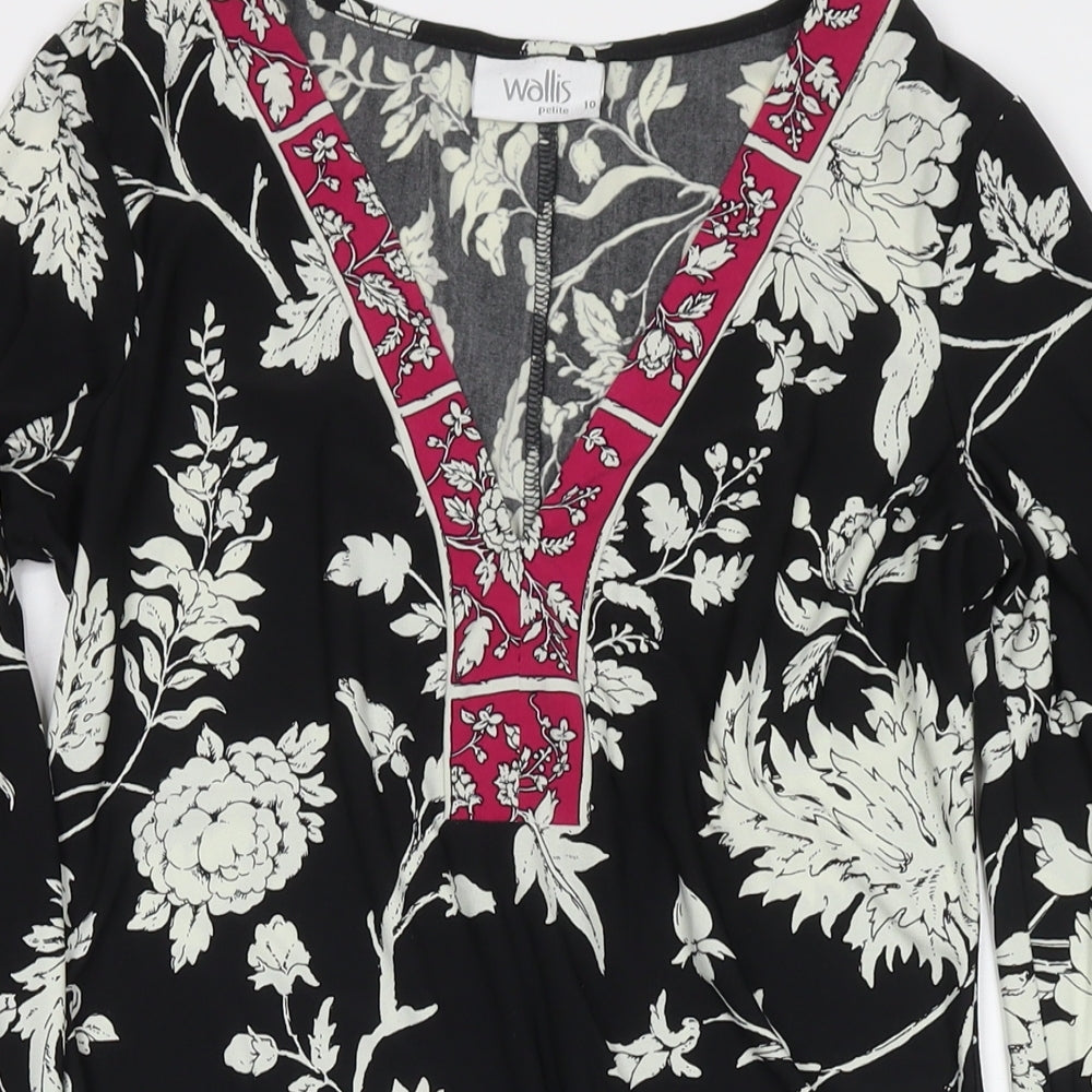 Wallis Womens Multicoloured Floral Polyester A-Line Size 10 V-Neck Pullover