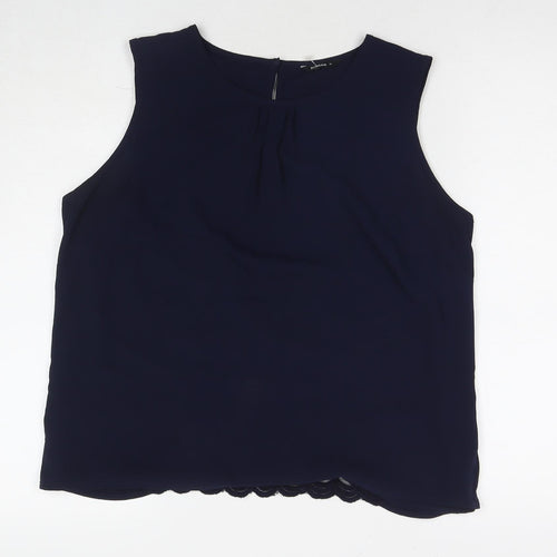 Roman Womens Blue Polyester Basic Tank Size 16 Round Neck