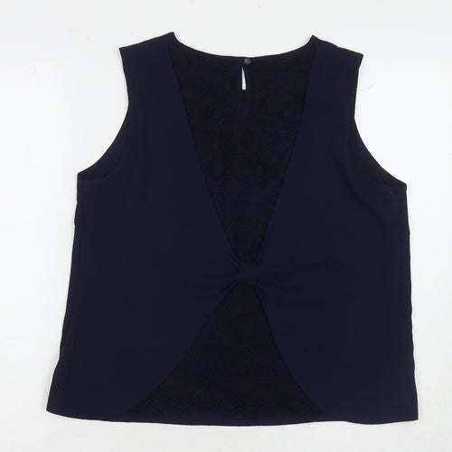 Roman Womens Blue Polyester Basic Tank Size 16 Round Neck