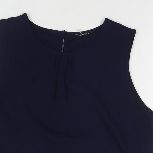 Roman Womens Blue Polyester Basic Tank Size 16 Round Neck