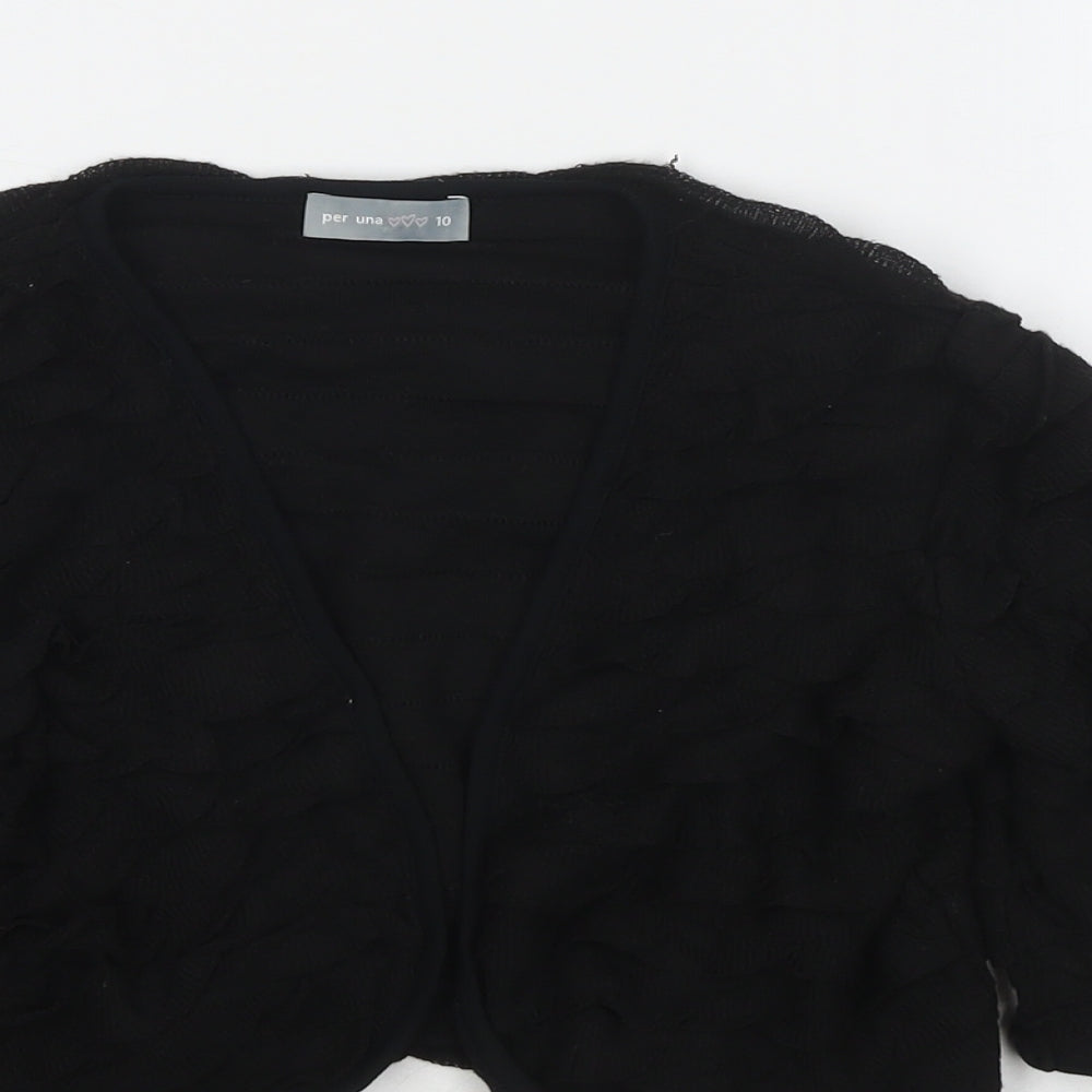 Per Una Womens Black V-Neck Polyester Cardigan Jumper Size 10