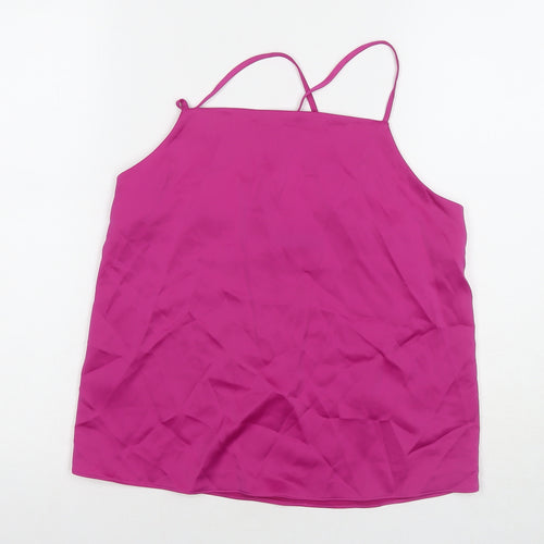 Marks and Spencer Womens Pink Polyester Basic Tank Size 8 Round Neck