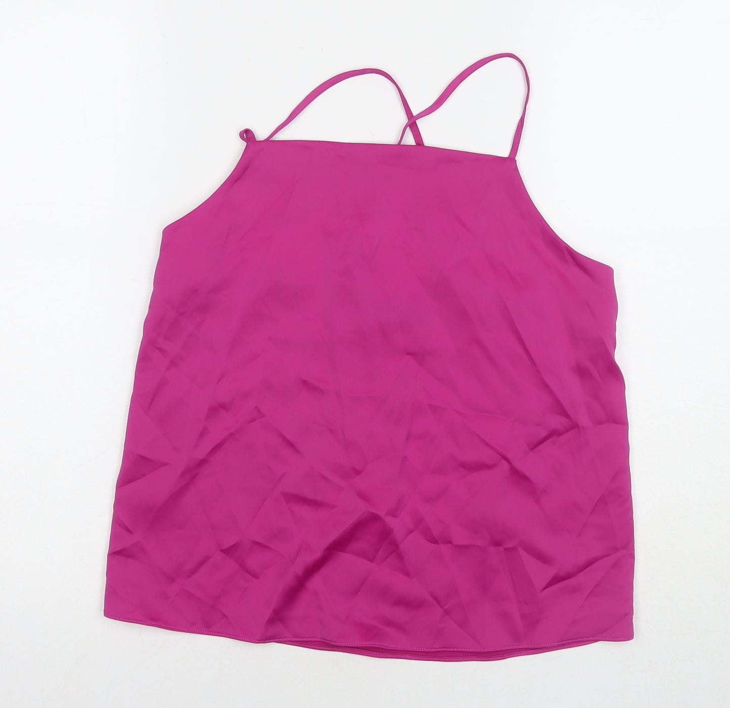 Marks and Spencer Womens Pink Polyester Basic Tank Size 8 Round Neck