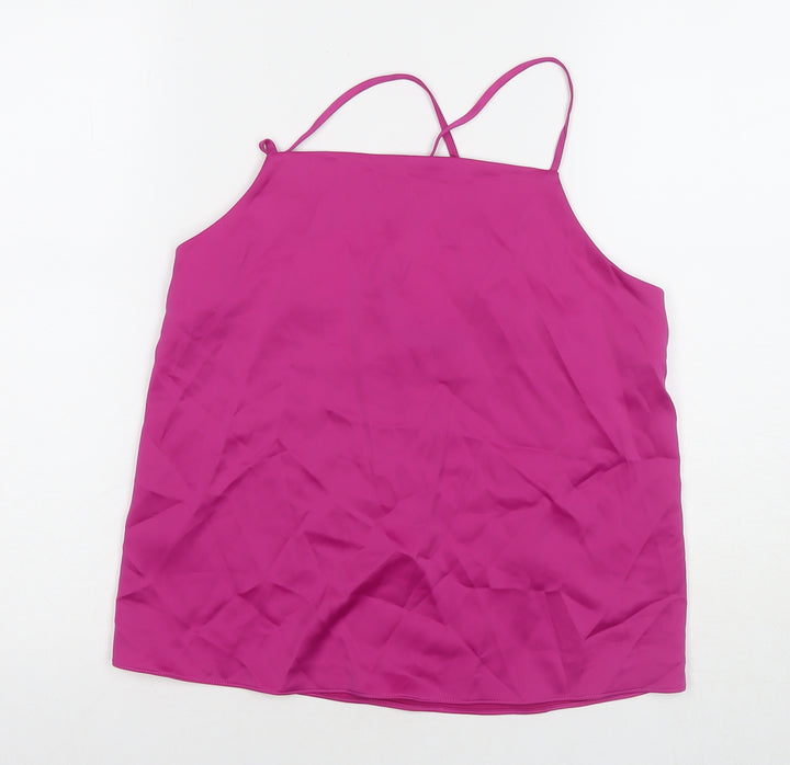 Marks and Spencer Womens Pink Polyester Basic Tank Size 8 Round Neck
