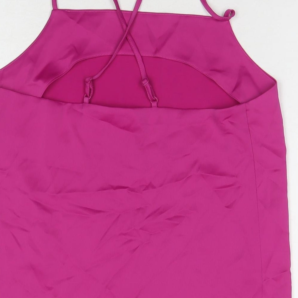 Marks and Spencer Womens Pink Polyester Basic Tank Size 8 Round Neck