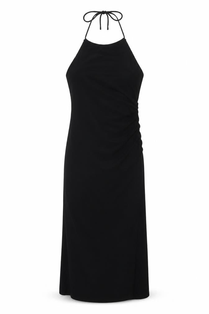 Front view of Bershka women’s black polyester bodycon, size M, square neck pullover