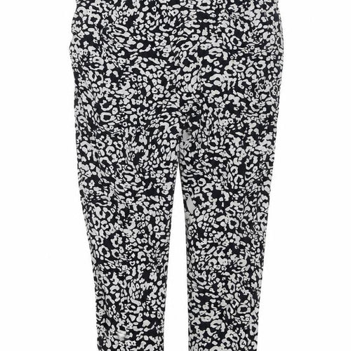 Marks and Spencer Womens Black Geometric Viscose Trousers Size 10 L26 in Regular