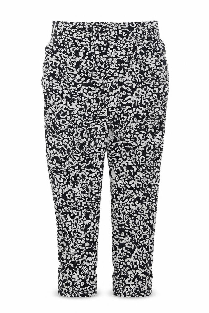 Marks and Spencer Womens Black Geometric Viscose Trousers Size 10 L26 in Regular