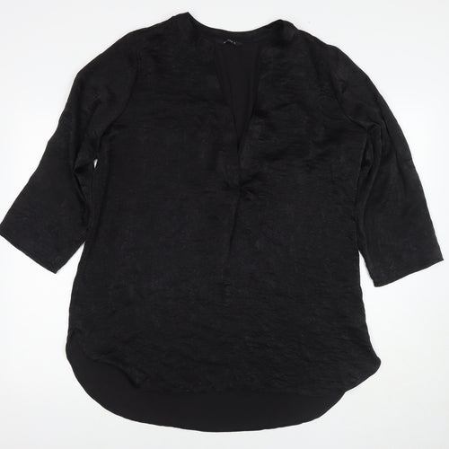 Roman Womens Black Polyester Tunic Blouse Size 16 V-Neck