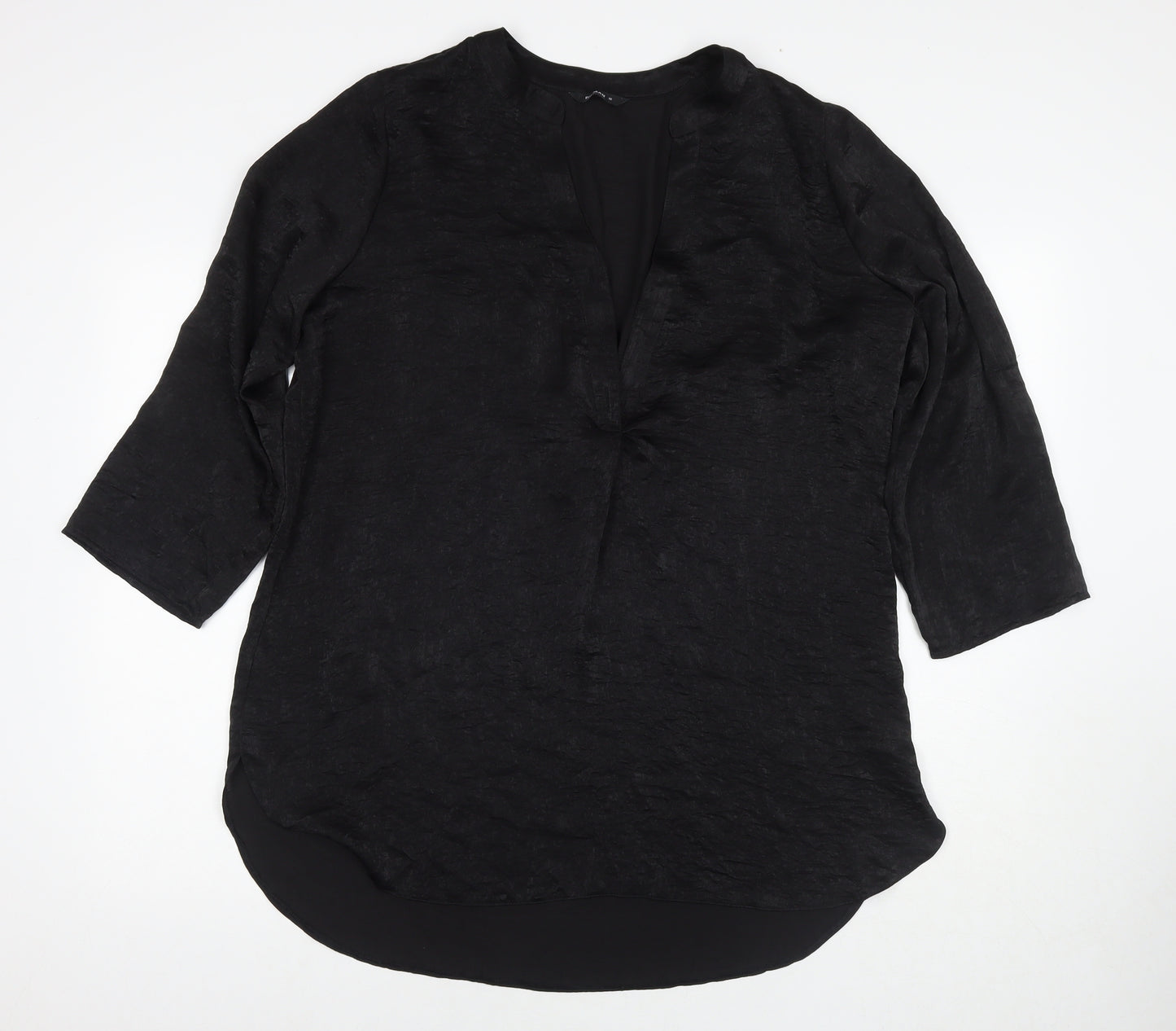 Roman Womens Black Polyester Tunic Blouse Size 16 V-Neck