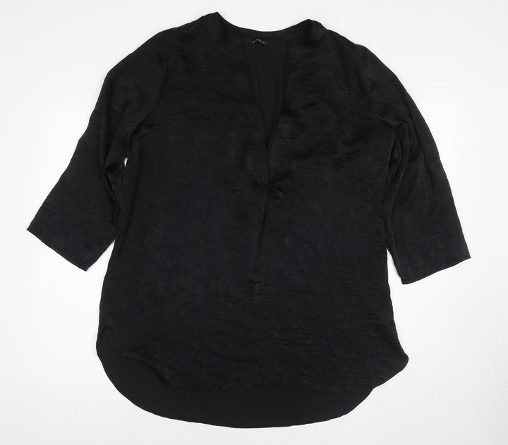 Roman Womens Black Polyester Tunic Blouse Size 16 V-Neck