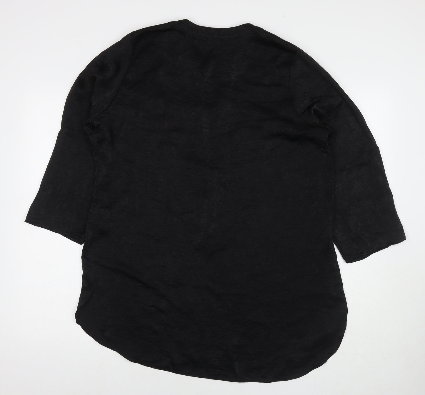 Roman Womens Black Polyester Tunic Blouse Size 16 V-Neck