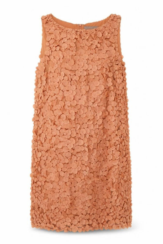 Front view of Great Plains women’s beige polyester a-line, size S, round neck zip