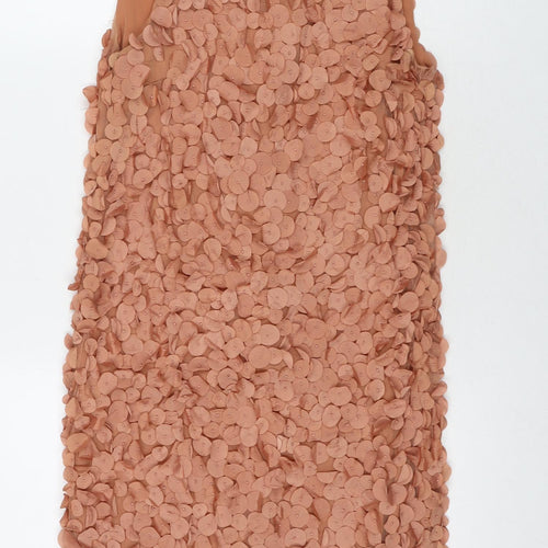 Great Plains Womens Beige Polyester A-Line Size S Round Neck Zip