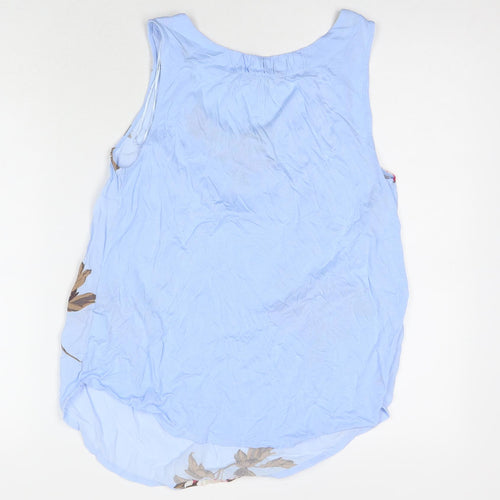 Joules Womens Blue Floral Viscose Basic Tank Size 12 Round Neck