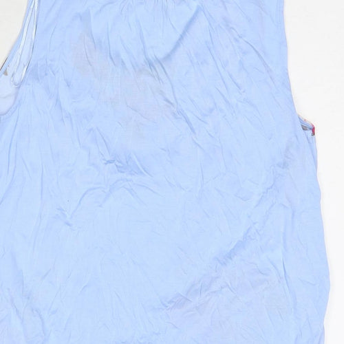 Joules Womens Blue Floral Viscose Basic Tank Size 12 Round Neck