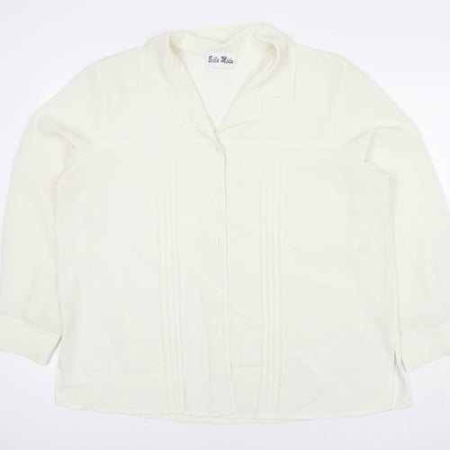 Bella Moda Womens White Polyester Basic Button-Up Size 20 Collared