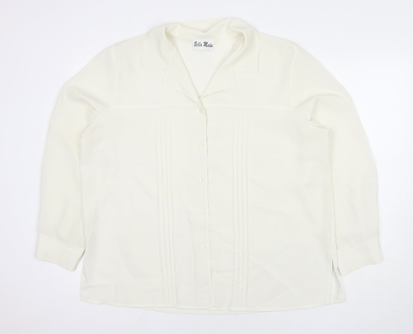 Bella Moda Womens White Polyester Basic Button-Up Size 20 Collared