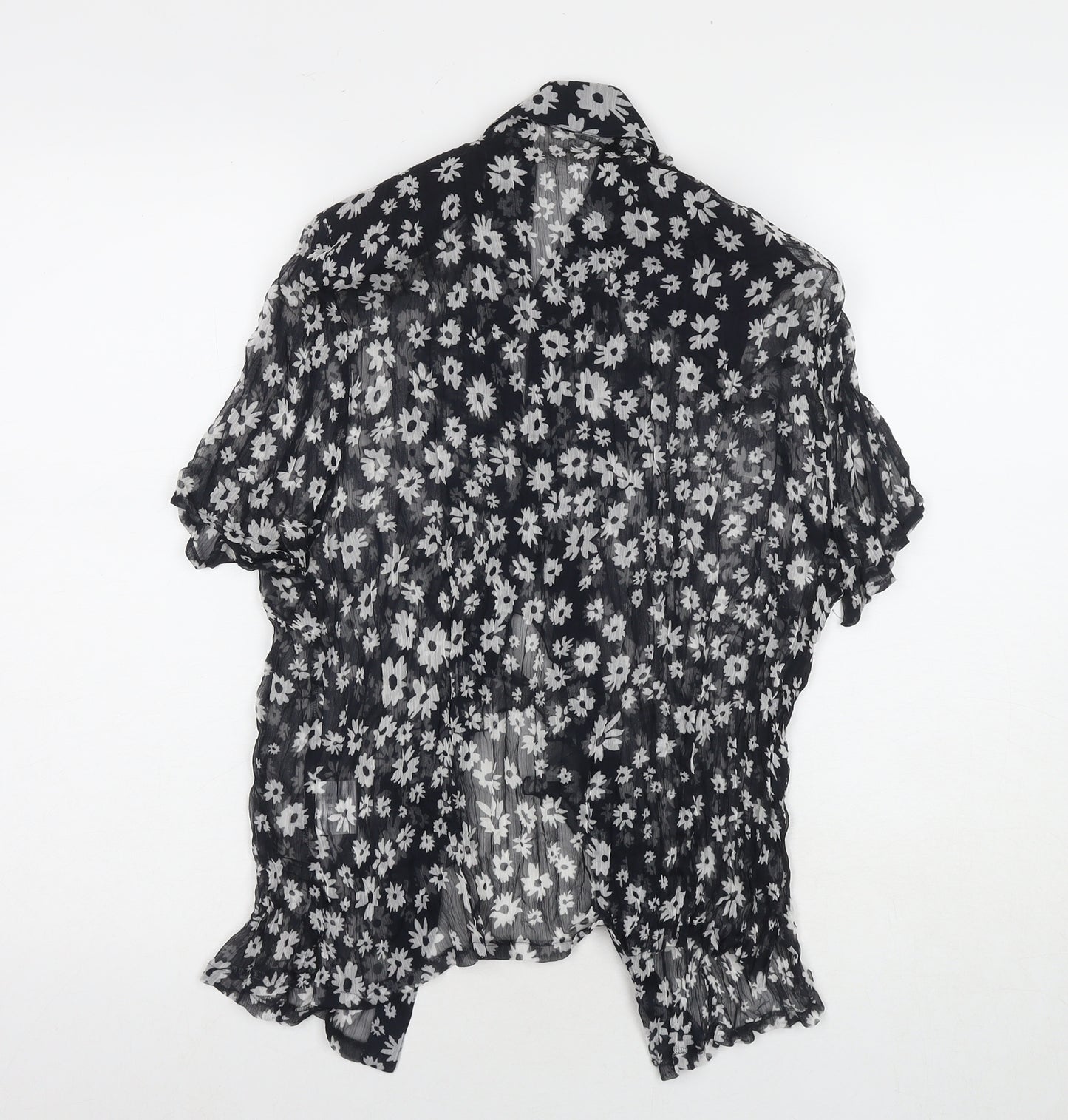 Basler Womens Black Floral Polyester Basic Button-Up Size 12 Collared - Shoulder Pads