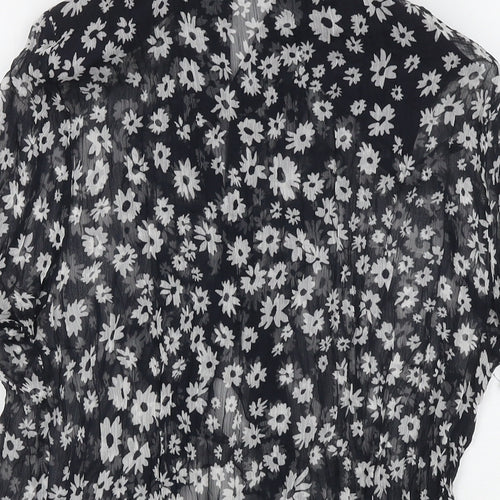 Basler Womens Black Floral Polyester Basic Button-Up Size 12 Collared - Shoulder Pads