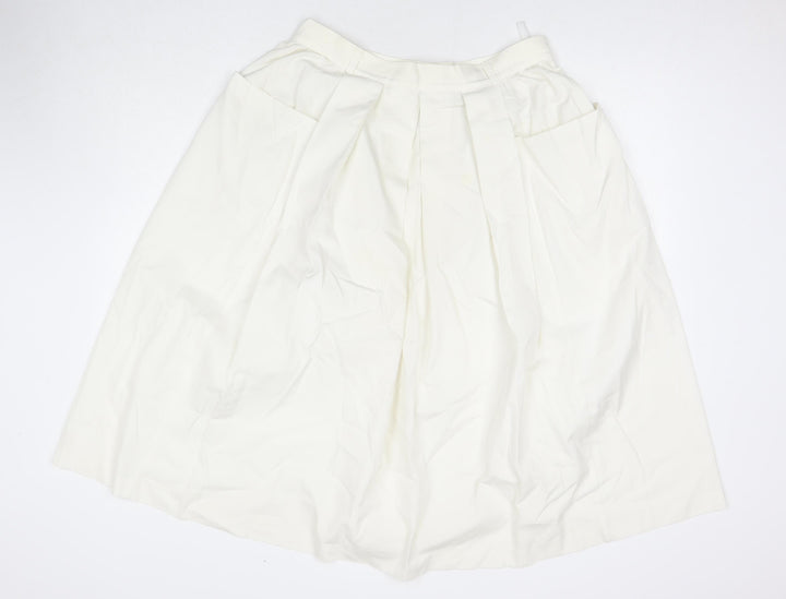 Debenhams Womens White Polyester A-Line Skirt Size 18 Zip - Pockets