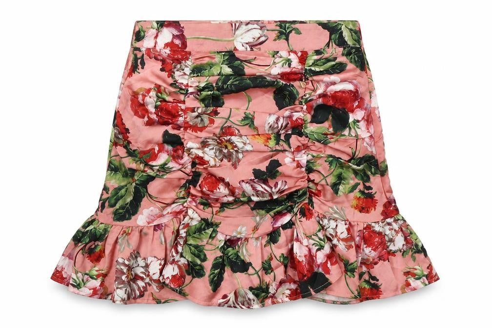 Boohoo Womens Pink Floral Polyester A-Line Skirt Size 12 Zip