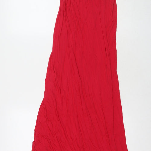 Marks and Spencer Womens Red Viscose Maxi Size M Square Neck Pullover