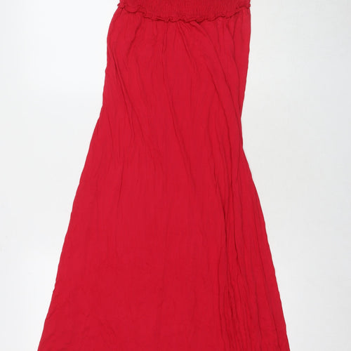 Marks and Spencer Womens Red Viscose Maxi Size M Square Neck Pullover