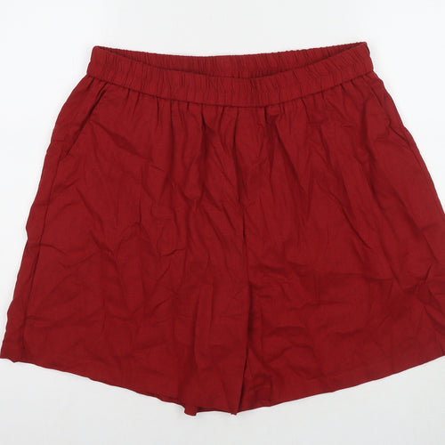 Mumianxiu Womens Red Viscose Basic Shorts Size 2XL L5 in Regular Pull On