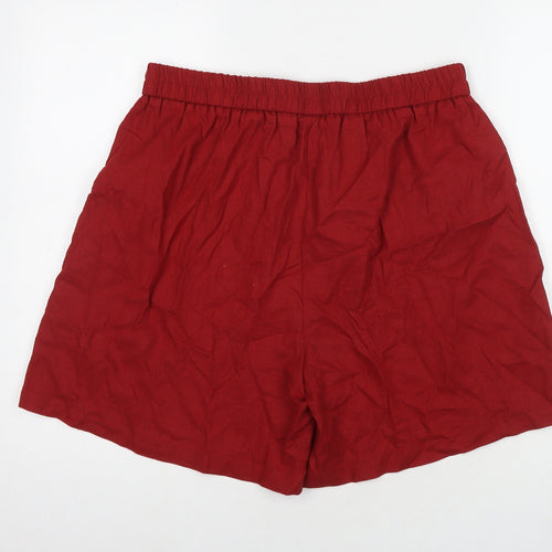 Mumianxiu Womens Red Viscose Basic Shorts Size 2XL L5 in Regular Pull On