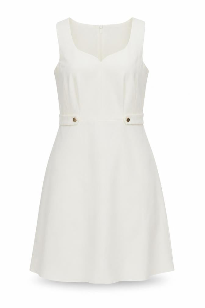 Front view of Dorothy Perkins women’s white polyester a-line, size UK 10, square neck pullover