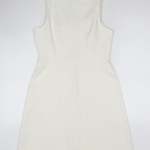 Dorothy Perkins Womens White Polyester A-Line Size 10 Square Neck Pullover