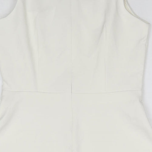 Dorothy Perkins Womens White Polyester A-Line Size 10 Square Neck Pullover
