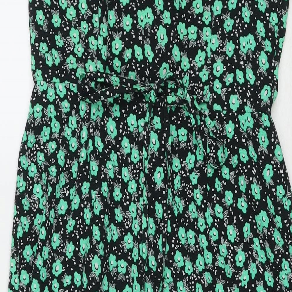 ASOS Womens Green Floral Polyester Jumpsuit One-Piece Size 8 L25 in Pullover