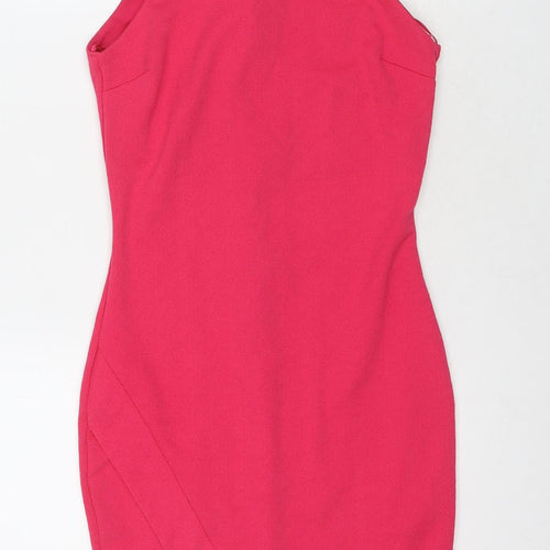 River Island Womens Pink Polyester A-Line Size 10 Round Neck Zip