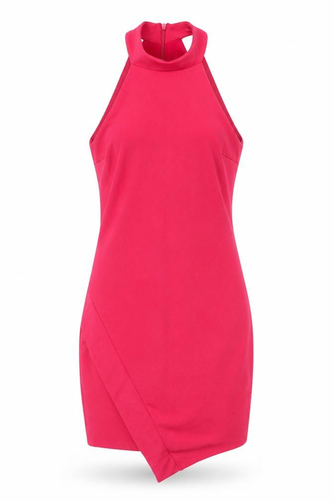 Front view of River Island women’s pink polyester a-line, size UK 10, round neck zip