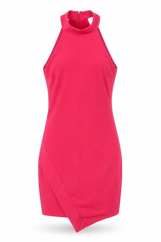 Front view of River Island women’s pink polyester a-line, size UK 10, round neck zip