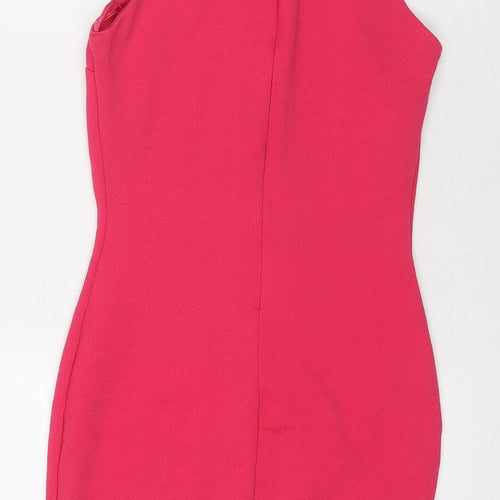 River Island Womens Pink Polyester A-Line Size 10 Round Neck Zip