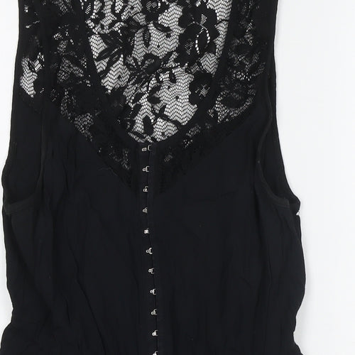 Pins & Needles Womens Black Polyester Romper One-Piece Size M L3 in Hook & Eye