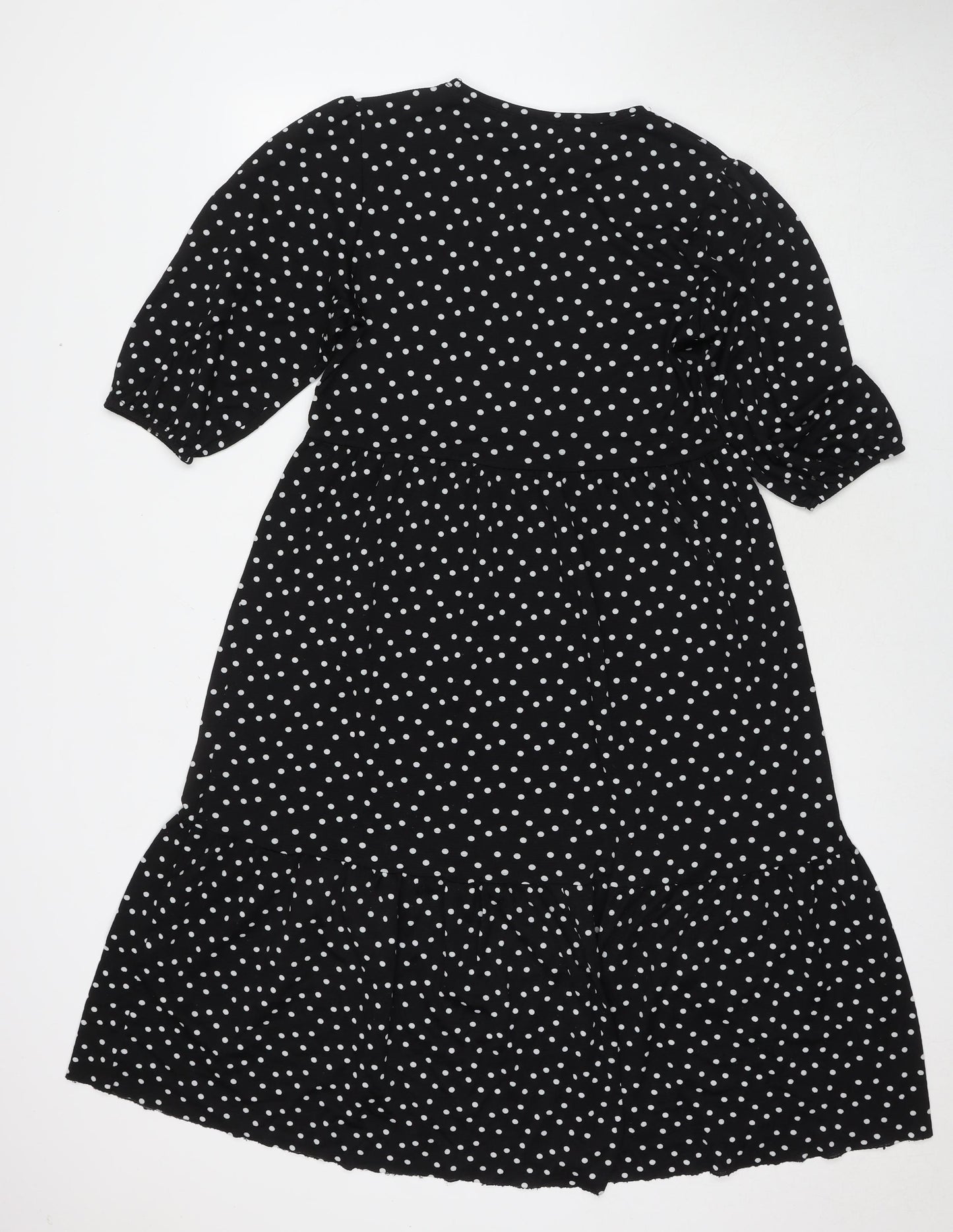Zara Womens Black Polka Dot Polyester Maxi Size S Round Neck Pullover
