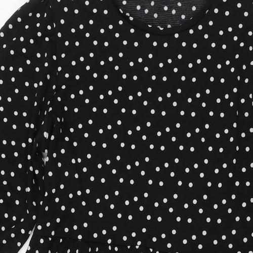 Zara Womens Black Polka Dot Polyester Maxi Size S Round Neck Pullover